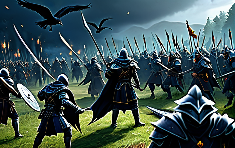 Coordinated Clan Battle**

"A well-coordinated clan engaging in a massive battle in Night Crows. The scene depicts a strategic formation with warriors, mages, and support classes working in synergy. Knights in polished armor hold the front line, while mages unleash powerful spells from behind. Healers provide support, keeping the team alive. Emphasize teamwork and communication. Lush fantasy environment, epic scale, dynamic action, perfect anatomy, correct proportions, natural pose, professional composition, safe for work, appropriate content, fully clothed, professional."

**